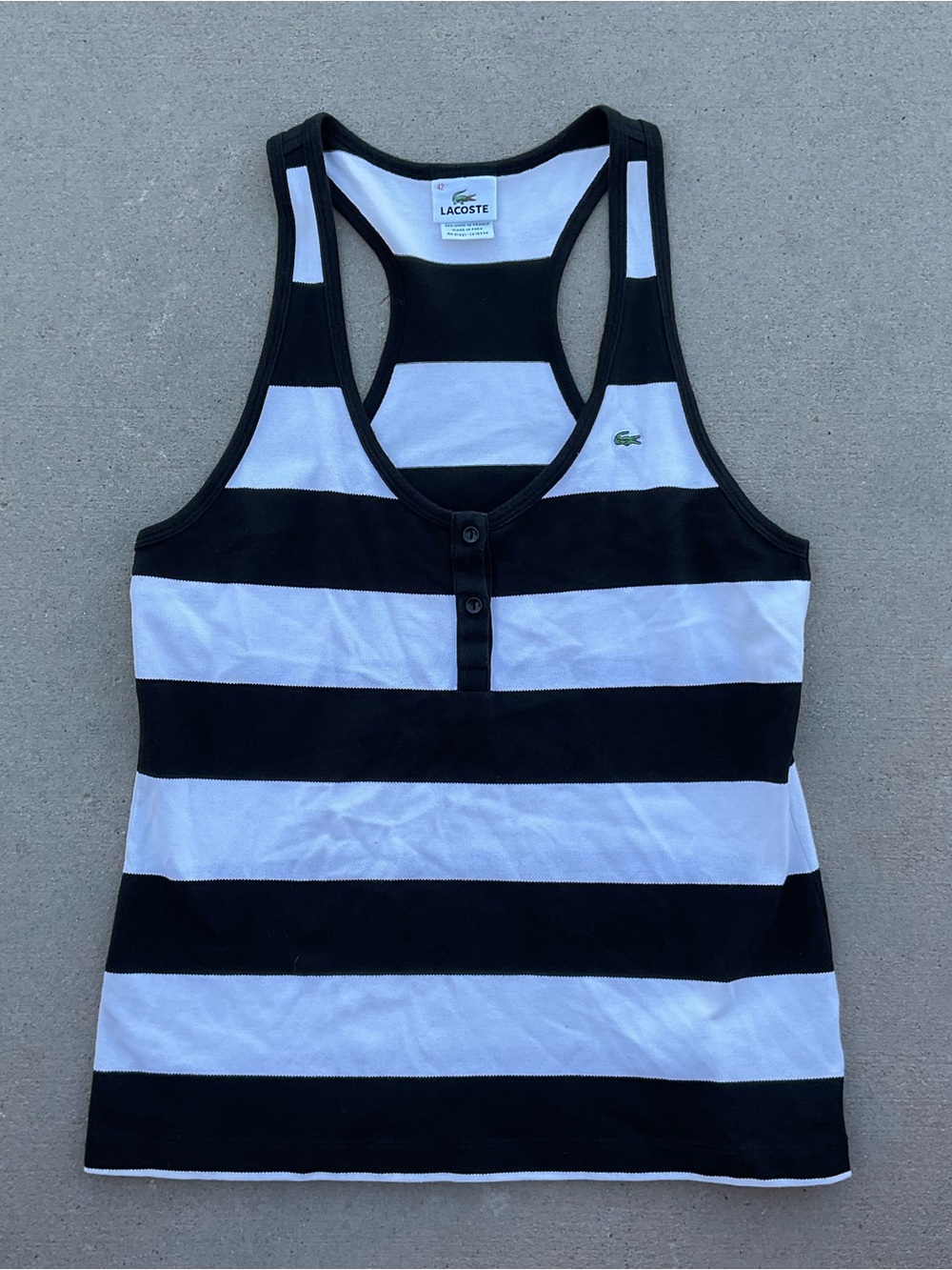 striped Lacoste racerback tank top